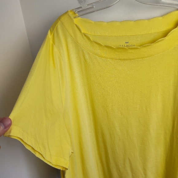 New Talbots Yellow Scalloped Neck T-shirt pima cotton spring summer new 3X - Picture 8 of 11